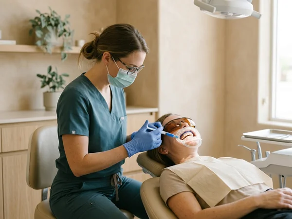 Protective barrier applied to the gums before whitening