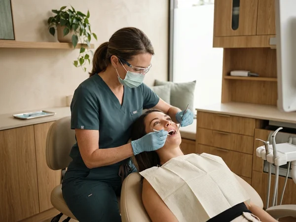 Gum check before a professional teeth cleaning